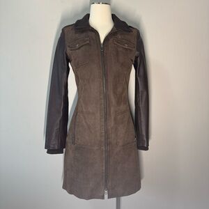 Danier Two-Tone Leather Jacket in Brown and Black Fit XS-Small